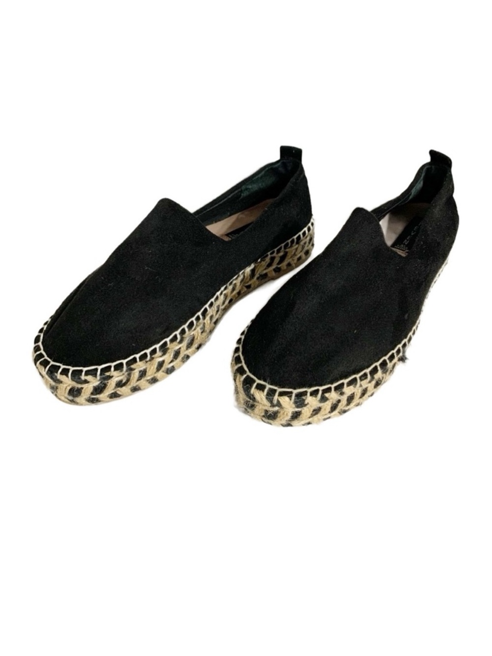 Steven by Steve Madden Natural Rope Platform Espadrille Slip On Shoe Black Tan